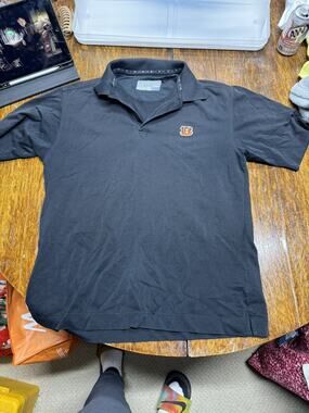 Cutter And Buck Cincinnati Bengals Polo Shirt Size Large Black
